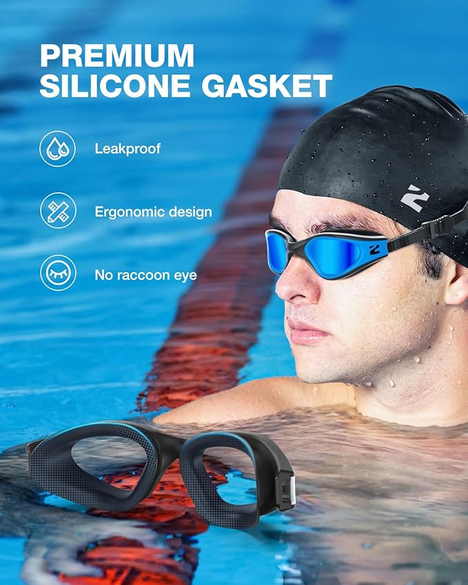 ZIONOR G1 Lite Swim Goggles with Swim Cap Comfortable Anti-fog Swimming Goggles Cap Set for Adult Men Women-StrideForce Fitness