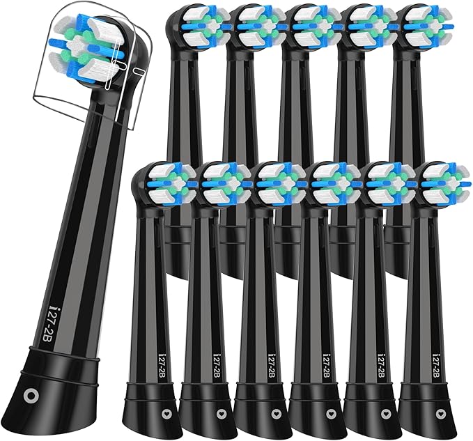 12PCS iO Replacement Heads Compatible with Oral B IO 2/3/4/5/6/7/8/9/10 Series Electric Toothbrush,Compatible with Oral B io Series Toothbrush Heads with Medium Bristles,Black