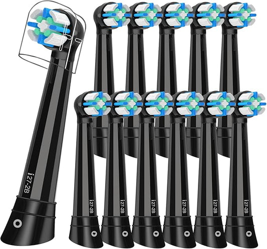 12PCS iO Replacement Heads Compatible with Oral B IO 2/3/4/5/6/7/8/9/10 Series Electric Toothbrush,Compatible with Oral B io Series Toothbrush Heads with Medium Bristles,Black