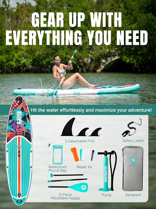 Niphean Inflatable Stand Up Paddle Board with SUP Accessories, Anti-Slip EVA Deck, 10’6’’ Inflatable Paddle Boards for Adults & Youth of All Skill Levels-StrideForce Fitness