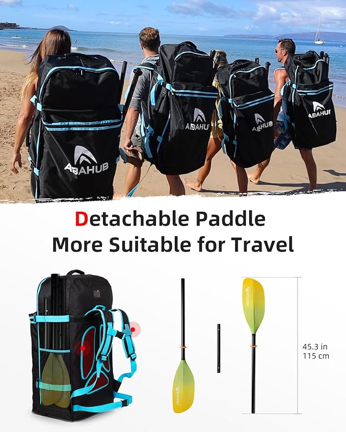 Abahub Adjustable Kayak Paddle 210-230 cm/ 230-250 cm Floating Kayaking Oars Boating Oars Canoeing Oars Black-StrideForce Fitness