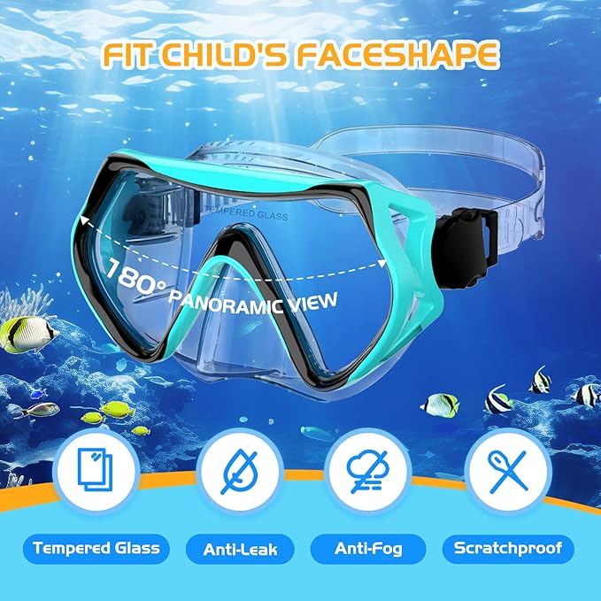 Snorkeling Gear, Dry Snorkel Set180° Panoramic Wide View,Anti-Fog Scuba Diving Mask, Professional Snorkeling Gear for Free Breathing, Swimming, Diving-StrideForce Fitness