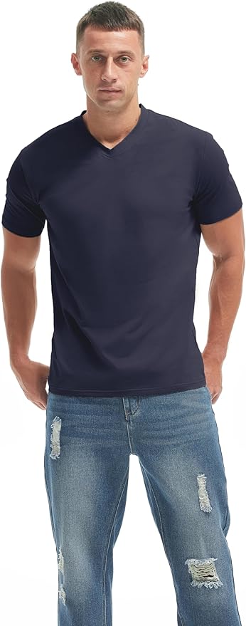 VEIISAR Premium V Neck T Shirts for Men - Modern Fitted Tees Vneck Undershirts-StrideForce Fitness
