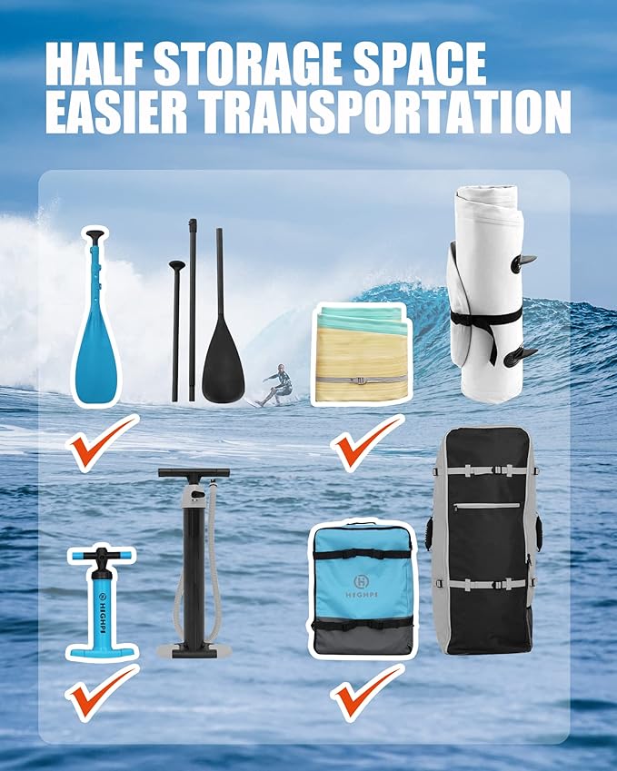 Highpi Inflatable Stand Up Paddle Board for Youth and Adults – Wide Sup with Premium Accessories, Blow Up Paddleboard for Surfing, Fishing, Yoga & More-StrideForce Fitness