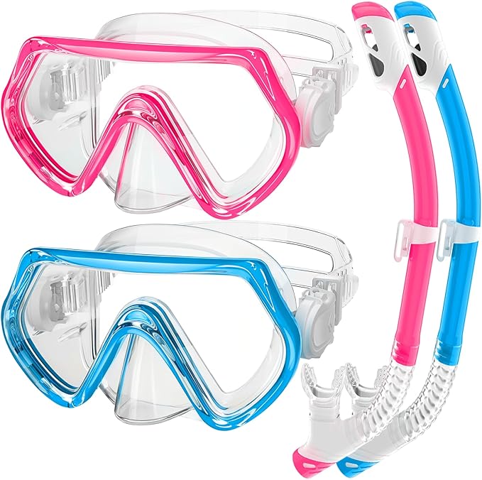 Snorkeling Gear for Kids, Kids Snorkel Set for Ages 3-14, Anti-Fog Diving Mask and Dry Top Snorkel Combo Set, Unisex Swimming Goggles-StrideForce Fitness
