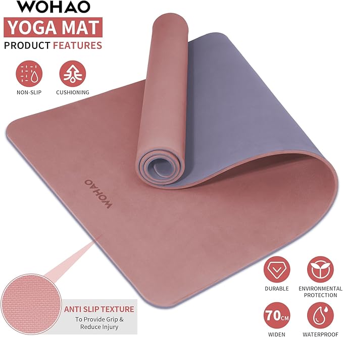 Extra Thick 8mm Yoga Mat, 72"x28" Non Slip Exercise Mat, Reversible 2-Sided Dual Color Premium POE Material, with Carrying Strap for Yoga, Pilates, Home Gym-StrideForce Fitness