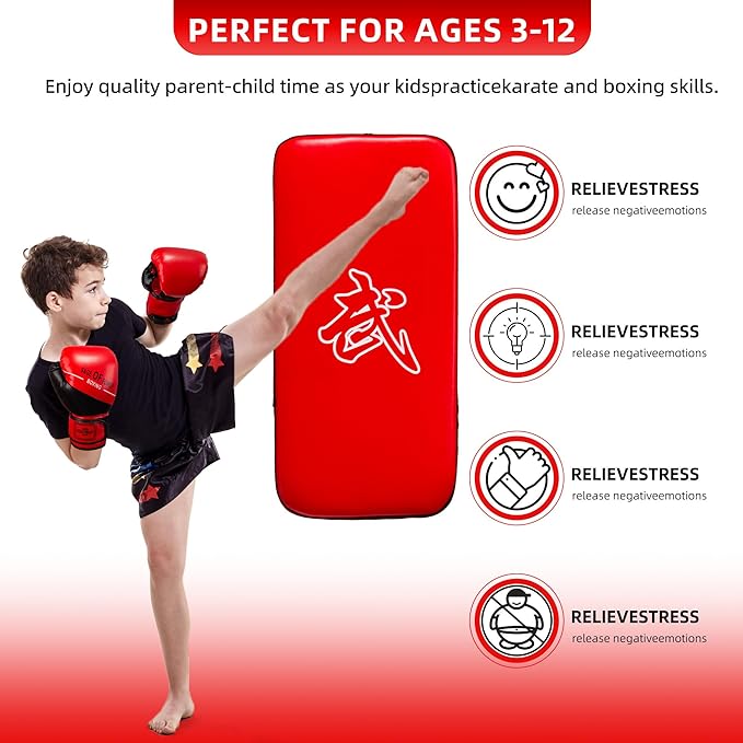 3-in-1 Boxing Pads and Kick Punching Mitts Set, Leather Hand Target Focus Pads, MMA Muay Thai Pads for Kicking Taekwondo Karate Kickboxing, Kids Adults Boxing Training Sparring Gear Equipment-StrideForce Fitness
