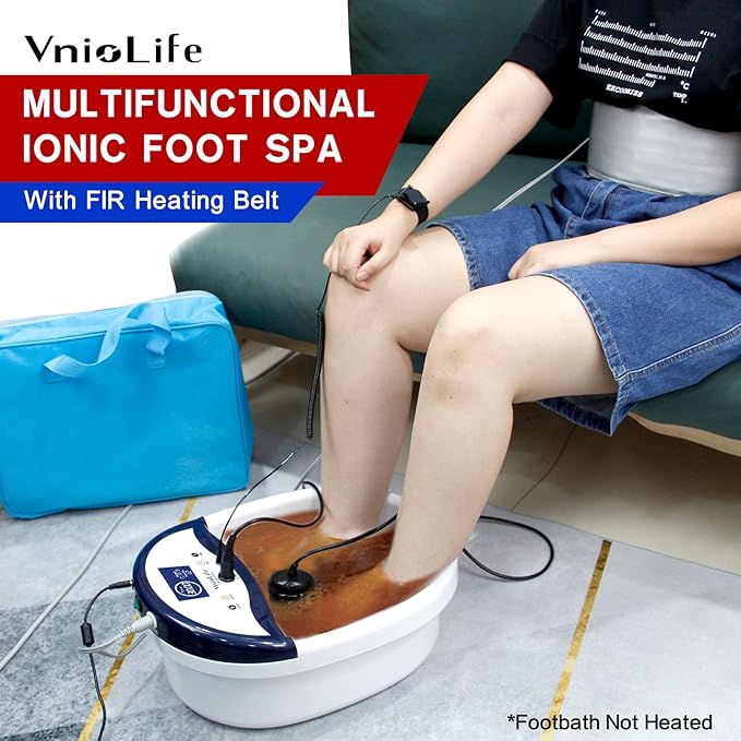 Ionic Foot Bath Detox Machine, Ion Detox Foot Bath Cleanse, LED Display Spa with Heated Belt, Wrist Strap, Arrays, Liners (Portable Handbag)-StrideForce Fitness