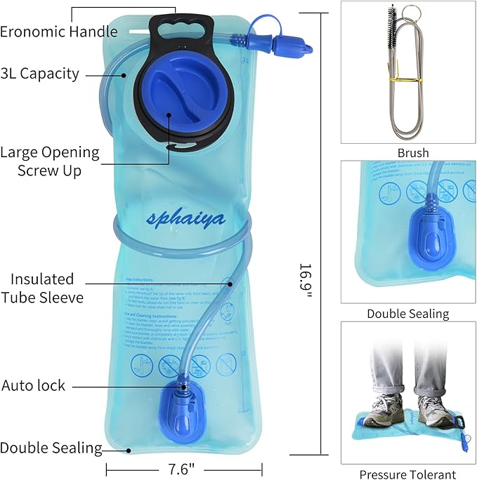 Hydration Bladder 2L-3L Water Storage Bag Reservoir,Military Hydration Pack Replacement for Hiking Biking Climbing Cycling Running Camping Backpack-StrideForce Fitness