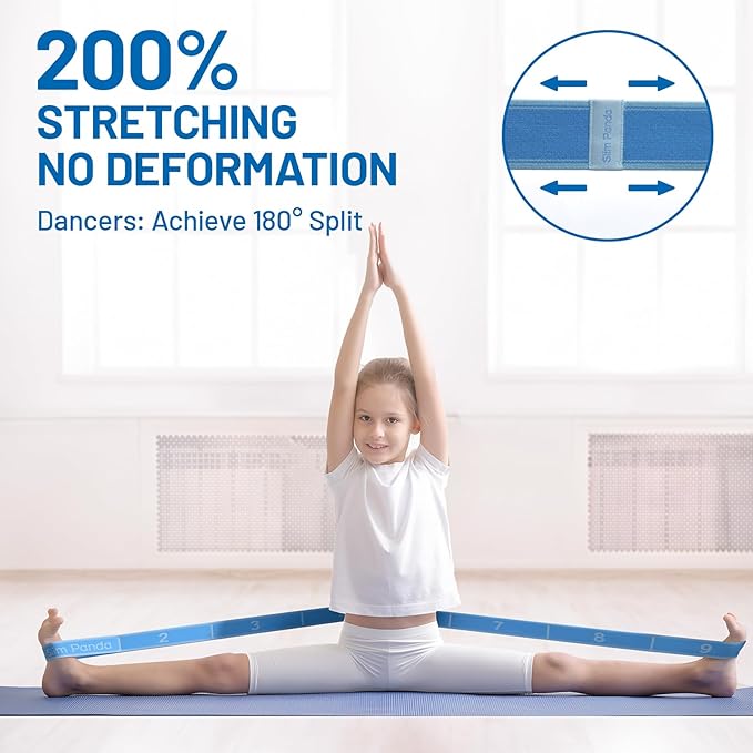 Slim Panda Stretch Strap, Dance Stretch Bands Flexibility, Elastic Yoga Stretching Strap with 9 Loops for Physical Therapy, Pilates, Yoga, Ballet, Gymnastics Stretching Bands for Exercise-StrideForce Fitness