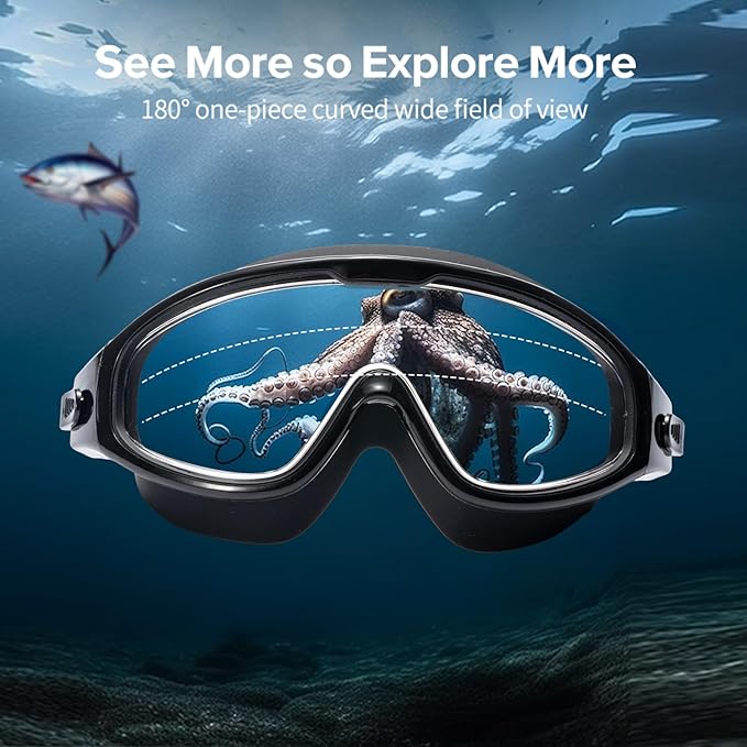 Adult Swimming Goggles,Leak-Proof,Anti-Fog Pool Glasses,Wide View Swim Goggles with Ear Plugs and Nose Clip-StrideForce Fitness