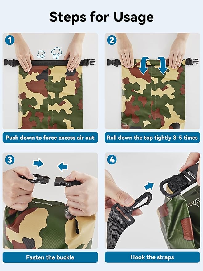 HEETA Waterproof Dry Bag for Women Men(Upgraded Version) 5L/10L/20L/30L/40L Roll Top Lightweight Dry Storage Bag Backpack with Emergency Whistle for Travel, Swimming, Boating, Kayaking, Camping, Beach-StrideForce Fitness