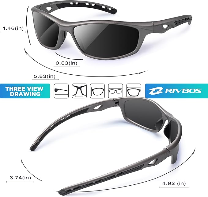 RIVBOS Sunglasses for Men Women Polarized UV Protection Sports Fishing Driving Shades Cycling RB833-StrideForce Fitness