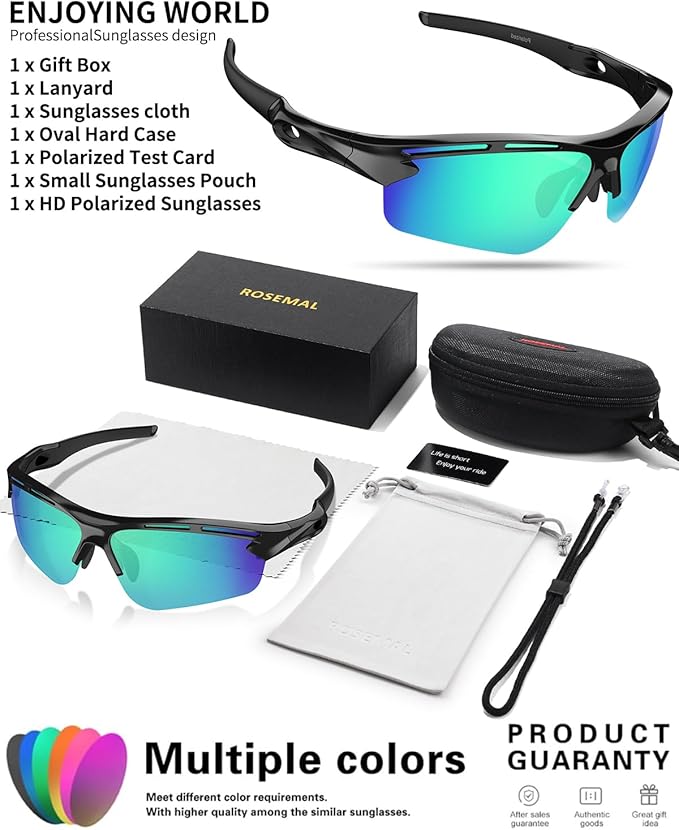 Polarized Sports Sunglasses for Men Women,UV400 Protection Sunglass for Running Cycling Fishing Hiking TR90-StrideForce Fitness