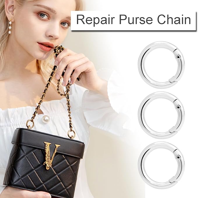 10 Pack 3/4 Inch Trigger Spring O Rings, Metal Round Carabiner Clip Snap Hook, Spring Keyring Buckles for Replacement Purse Strap, Paracord Lanyard Clips, Keychain Rings Hardware DIY Crafts Making-StrideForce Fitness