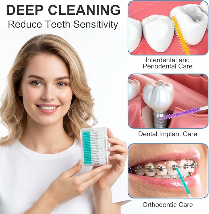 1200PCS Silica Gel Toothpick Interdental Brushes Dual-Use Soft Disposable Dental Picks Floss with Carry Case Portable Travel Teeth Cleaning Toothpick Tools for Adults Children Oral Care