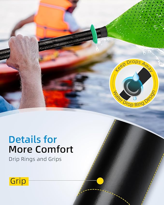 OCEANBROAD Kayak Paddle 86in/218cm, 90.5in/230cm Alloy Shaft 2-Piece Floatable Kayak Oar for Kayaking Canoeing Boating-StrideForce Fitness