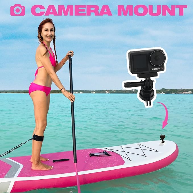 Inflatable Stand Up Paddle Board with Sup Board Accessories, Durable, Lightweight,Wide Stable Design,Wide Non-Slip Deck, Non-Slip Comfort Deck Pink Paddle Board for Women & Girls-StrideForce Fitness