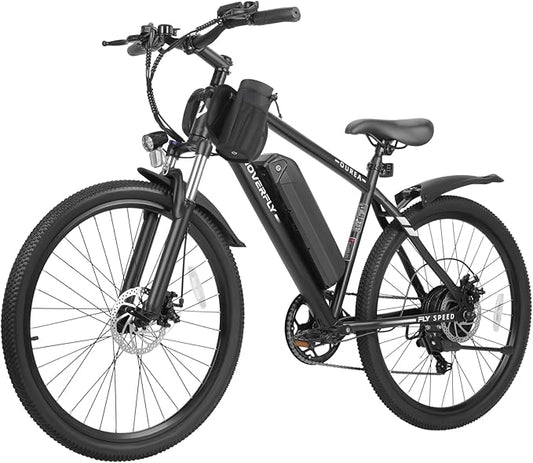 HOVERFLY OUREA 26" Electric Bike for Adults, 750W Peak Motor Mountain Ebike, 20MPH Up to 40 Miles, UL2849 Certified, 7-Speed, Removable Battery, Shock Absorber, Fat Tire Commuter E-Bike-StrideForce Fitness