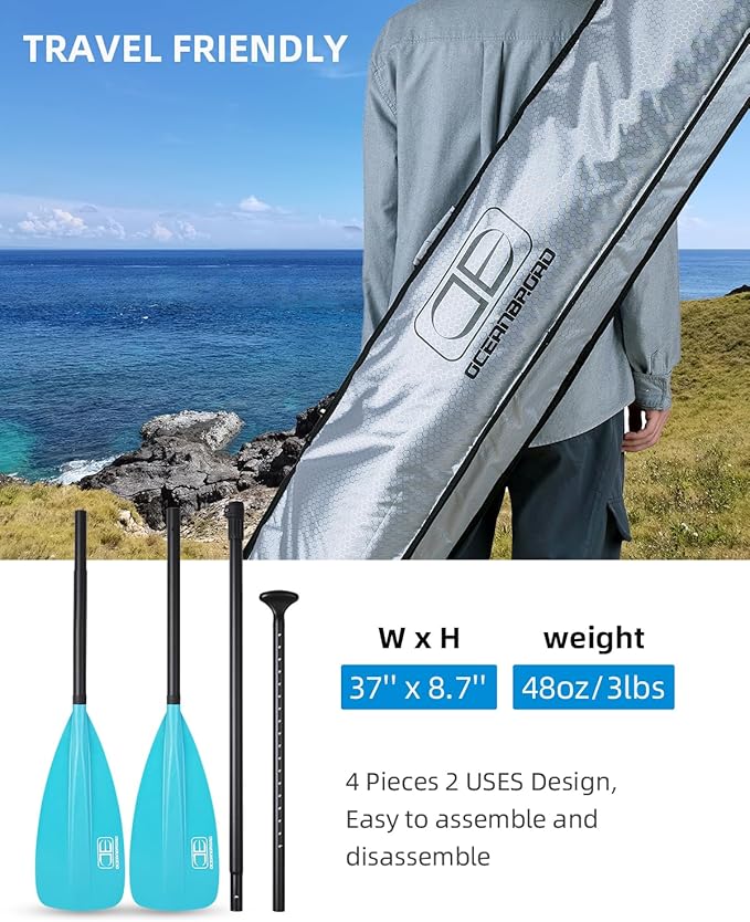 OCEANBROAD SUP Paddle - Adjustable Stand-Up Paddle for Paddleboard Kayak, Adjustable Aluminum Alloy Shaft with Reinforced Nylon Blades-StrideForce Fitness
