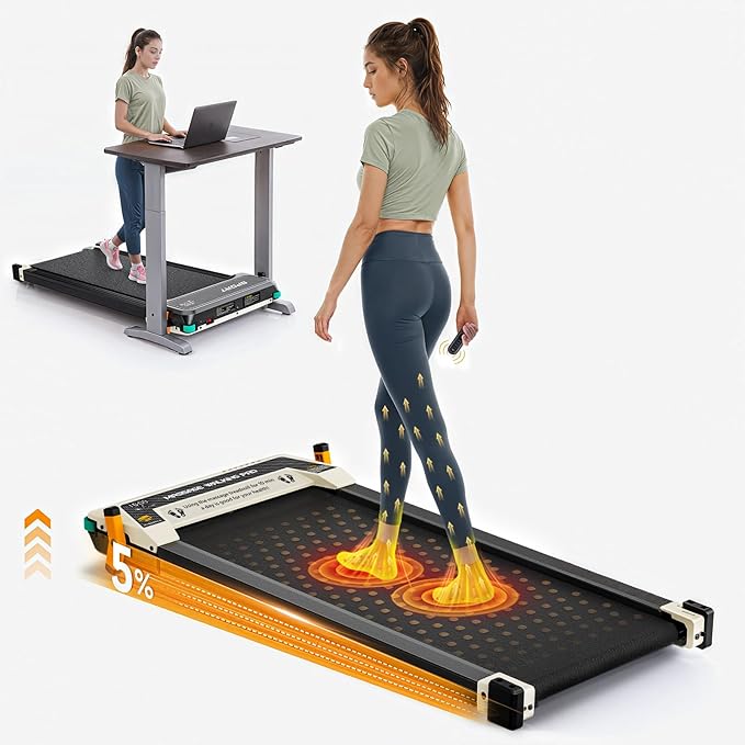 FUNRAY Versatile Walking Pad Treadmill with Incline - Dual-Sided Under Desk Treadmill with Foot Massage,2 in 1 Walking Machine for Home/Office with 330LBS Weight Capacity-StrideForce Fitness