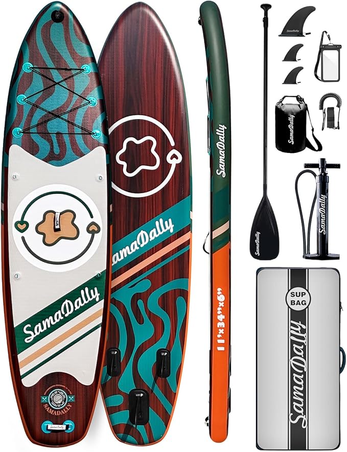 11'Stand Up Paddle Boards Surf Control with Premium SUP Board Accessories Backpack & Removable Fins, 34" Wide Inflatable Paddle Boards of All Skill Levels-StrideForce Fitness