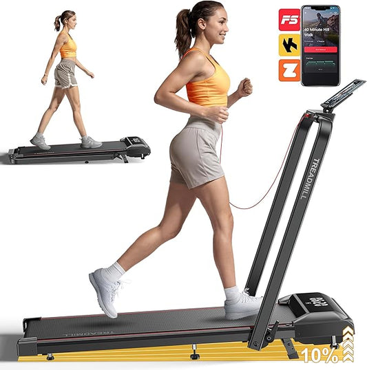 Walking Pad Treadmill with Incline, 2 in 1 Foldable Treadmills for Home Small Office, 300lbs Portable Compact Under Desk Treadmill with App, Remote Control and LED Display-StrideForce Fitness