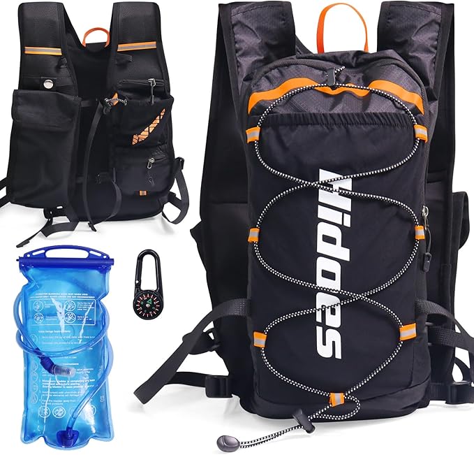 Hydration Backpack with 2L Hydration Bladder, Touch Phone Pocket, Compass, Whistle, Lightweight Breathable Reflective Running Water Backpack for Hiking Hydration Pack for Running Cycling-StrideForce Fitness