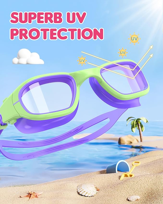 Kids Swim Goggles,Swimming Goggles for Kids 6-14, Anti-Fog UV Protection Pool Glasses for Boys Girls-StrideForce Fitness