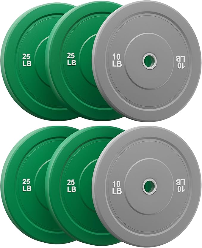 Colored Bumper Weight Plates Olympic Weight Plate Set 2-Inch, 10/15/25 lb Rubber Weight Plates Set for Strength Training Home Gym, Barbell Weights Plates for Heavy Weight Lifting-StrideForce Fitness