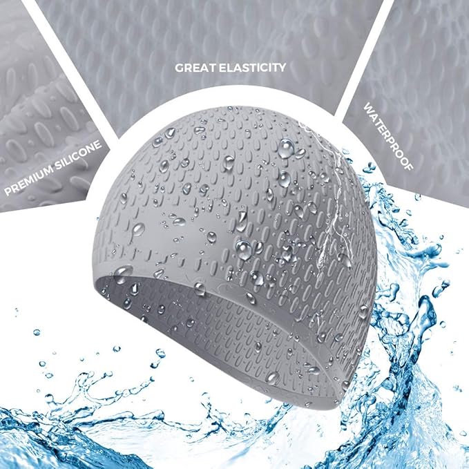 Tripsky Silicone Swim Cap,Comfortable Bathing Cap Ideal for Curly Short Medium Long Hair, Swimming Cap for Women and Men, Shower Caps Keep Hairstyle Unchanged…-StrideForce Fitness