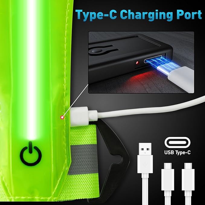 LED Reflective Vest Safety Gear, Light Up Vest for Night Walking Cycling, High Visibility Running Vest with Reflective Strips-StrideForce Fitness