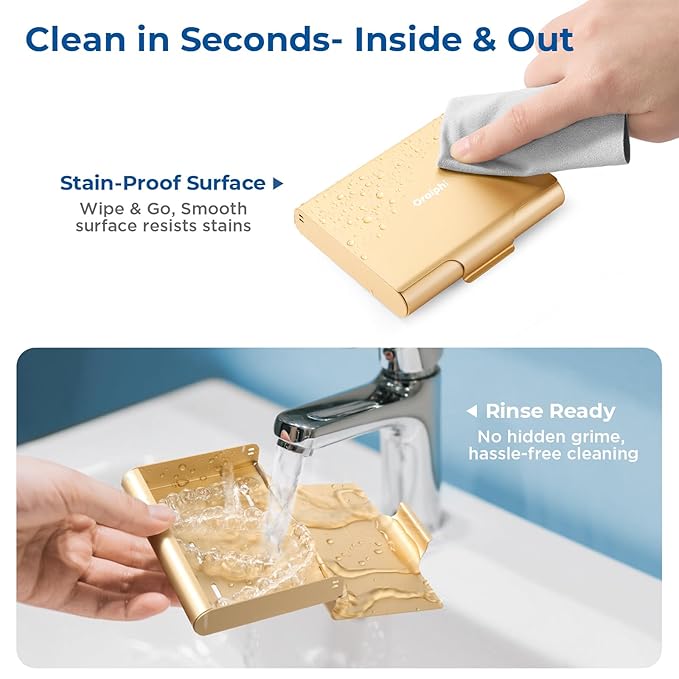 Aluminum Retainer Case for Invisalign Aligners, Partial Mouth Guard Case Denture Retainer Container Case Holder with Vent Holes, Slim Orthodontic Aligner Case for Traveling-1 Pack Gold