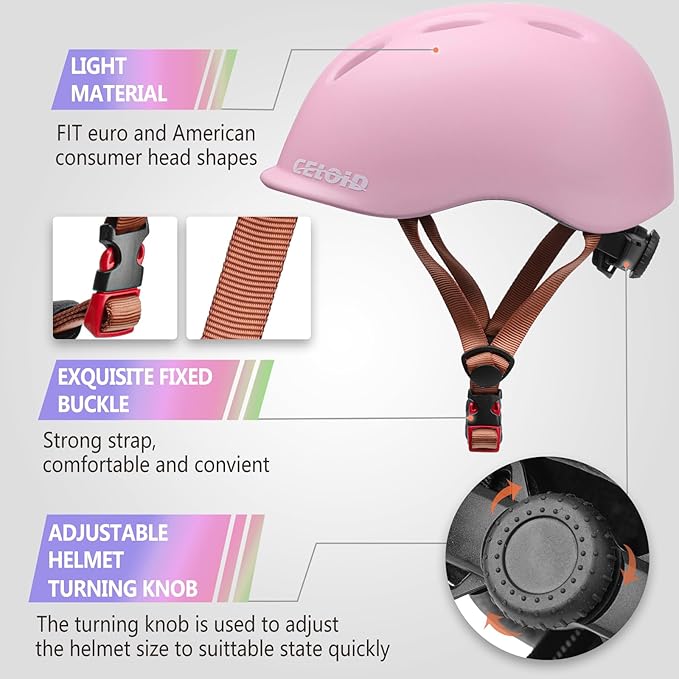 Kids Bike Helmet,Toddler Cyling Helmets for Ages 5-8-9-10-12-14-16Years Youth Boys & Girls,Child Adjustable Multi-Sport Bicycle Skateboard Roller Skate Scooter Balance Skateboarding Helmet-StrideForce Fitness