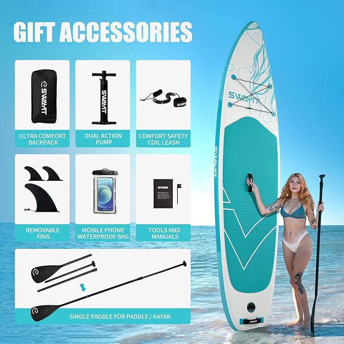 Inflatable Stand Up Paddle Board – Durable SUP for Adults & Youth,33" Wide Blow Up Paddle Board with Paddle, Pump, Backpack,Leash – All Around Stable for All Skill Levels, Carries up to 450 lbs-StrideForce Fitness
