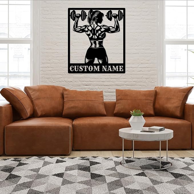 Customized Metal Gym Name Sign, Personalized Sports Room Wall Art,Metal Gym Sign,Unique Fitness Wall Sign, Gym Lovers Unique Gift, Gym Wall Art,Training Center Sign (Style-13)-StrideForce Fitness