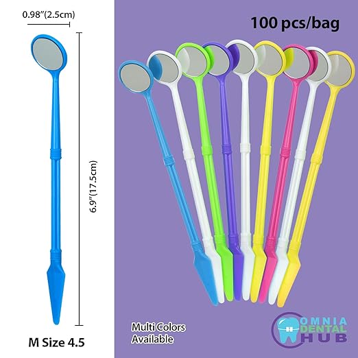 2000 PCs Dental Grade Disposable Dental Mouth Mirrors with Spatula Handle by Omnia ONE | Fog-Free, Dual-Purpose Design – Clear Visibility & Tongue Retraction – Ideal for Exams & Procedures