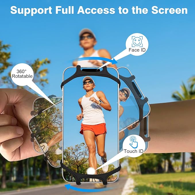 MoKo Running Armband 360°Rotatable for iPhone 16 15 14 13 Pro Max Plus Samsung Galaxy Note S24 S23 Fits Smartphones Over 5.8'', Detachable Armband Phone Holder for Running Biking with Key Holder-StrideForce Fitness