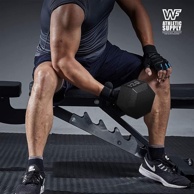 WF Athletic Supply Cast Iron Solid Hexagon Gray/Black Dumbbells, Strength Training Free Weights Set of 2 for Women and Men, Hand Weights Sold by Pairs, Multi-Select Size Options Available-StrideForce Fitness