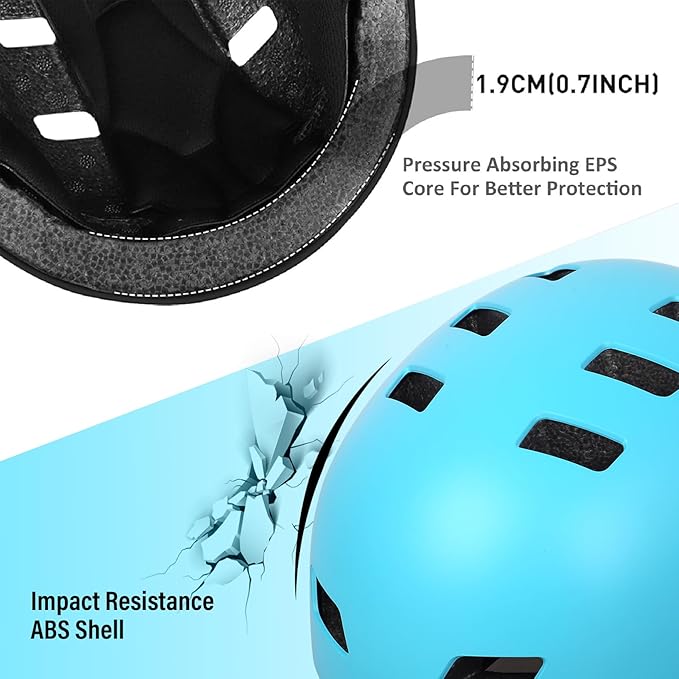 Bike Helmet 3 Sizes for Teenager Kids Youth Adults,Bavilk Skateboard Helmet Adjustable Multi-Sport Bicycle Cycling Scooter Roller Skate Inline Skating Rollerblading for Girls Boys Women Men Teen-StrideForce Fitness