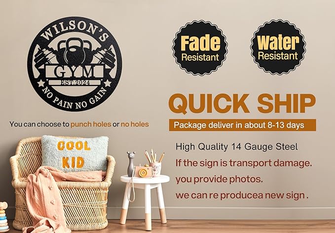 Personalized Motivational Gym Wall Art, Custom Monogram Decor, Vintage Metal Sign for Home Gym, Room Decor-StrideForce Fitness