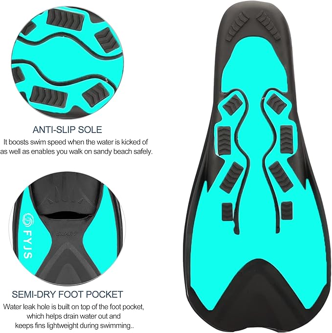 FYJS Short Swim Fins with Comfortable Full Foot Pocket Travel-Size for Snorkeling and Scuba Diving-StrideForce Fitness