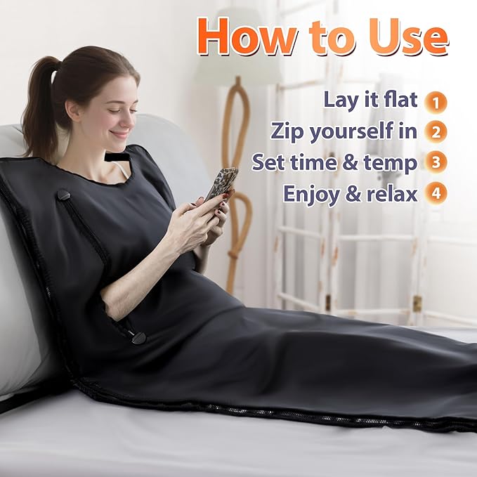 Sauna Blanket Portable, Sauna Bag for Home Use Weight Loss and Detox, 86–158℉, 20–60 Min Timer, Waterproof & Foldable – Includes Remote Control & Carrying Bag-StrideForce Fitness