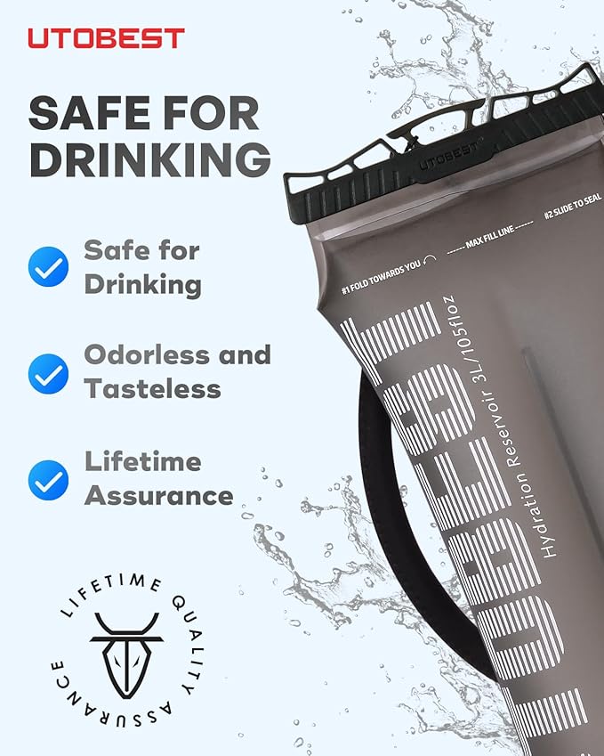 UTOBEST Hydration Bladder,TPU Water Bladder,Water Bladder for Hiking Backpack,BPA Free,Wide Opening,Leak-Proof,Water Reservoir for Hiking Cycling Camping Running-StrideForce Fitness