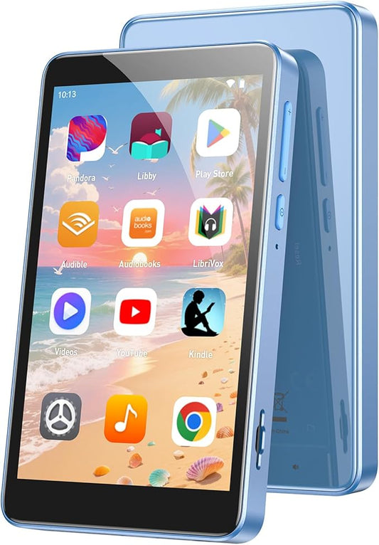 AGPTEK 96GB MP3 Player with Bluetooth and WiFi, T08X 4'' Android 14 MP4 Music Player with Spotify, Audible, APP Store, Up to 1TB, Blue-StrideForce Fitness