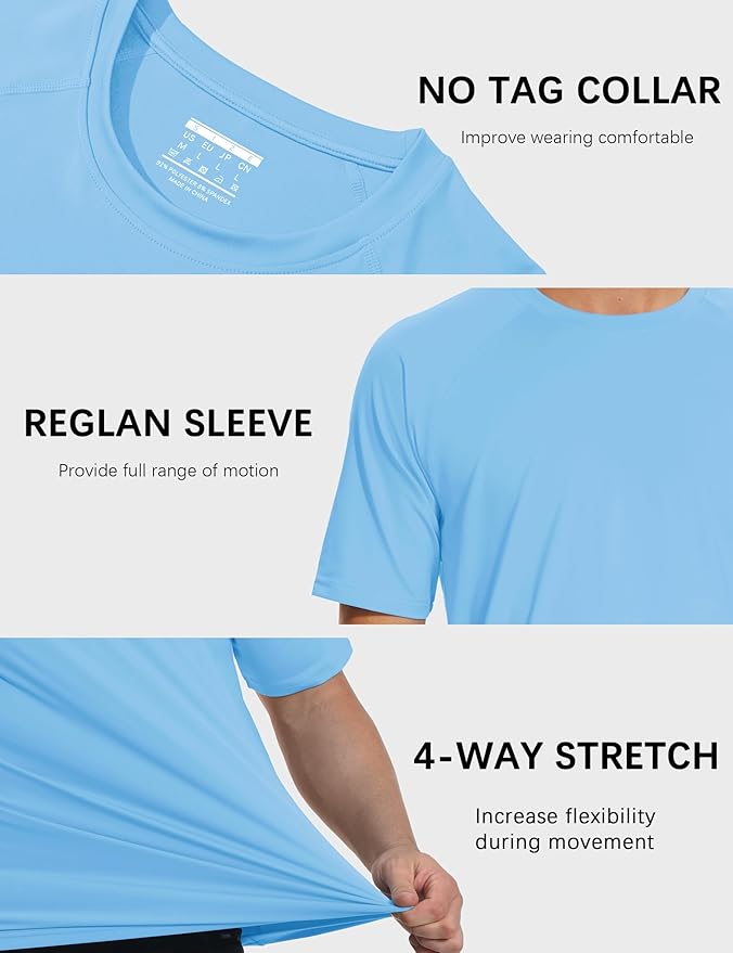 MAGCOMSEN Men's Short Sleeve UPF 50+ Sun Protection Shirts Quick Dry Athletic T-Shirt Hiking Running Swimming Rash Guard-StrideForce Fitness