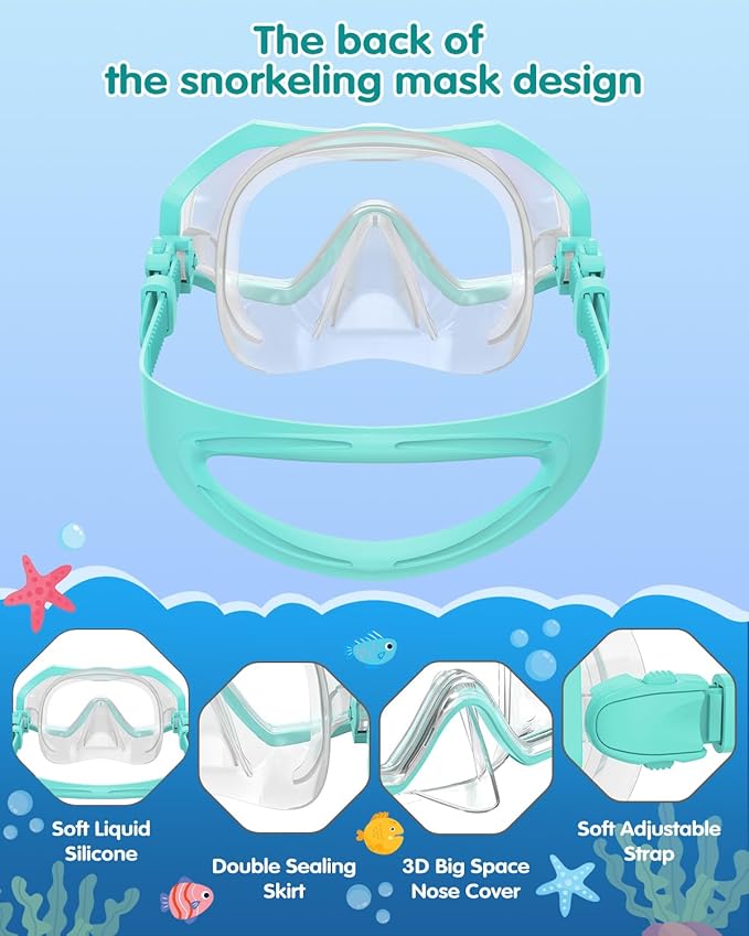 W WSTOO Kids Swim Goggles with Nose Cover,Snorkel Diving Swimming Mask for Youth 5-15,HD 3-Window Wide Vision Anti-Shattered Lens Anti-Fog&Leak-StrideForce Fitness