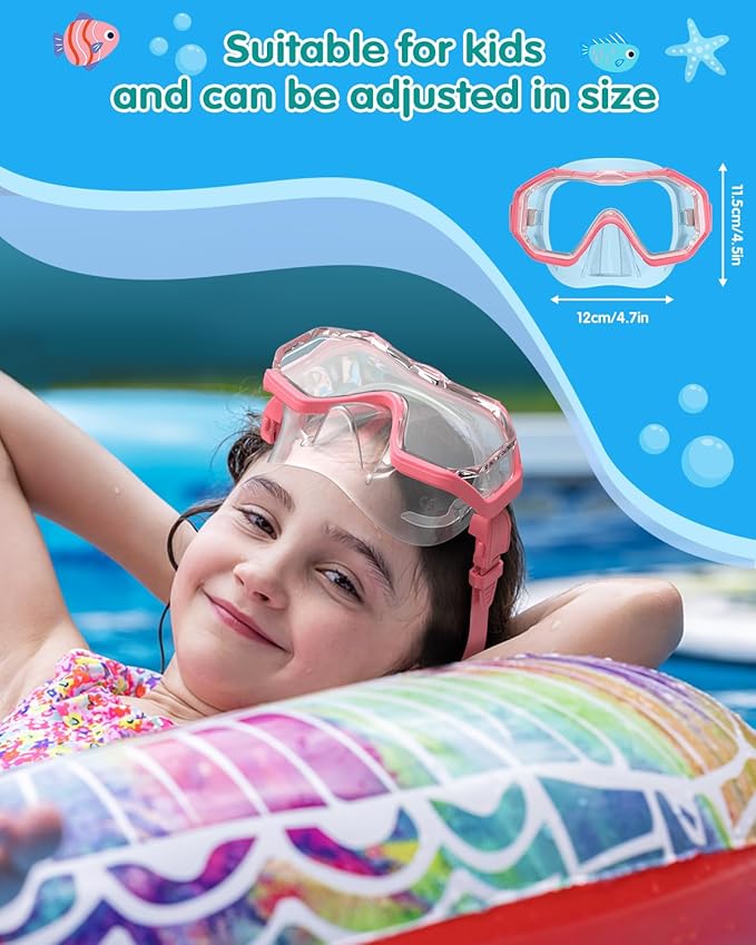 W WSTOO Kids Swim Goggles with Nose Cover,Snorkel Diving Swimming Mask for Youth 5-15,HD 3-Window Wide Vision Anti-Shattered Lens Anti-Fog&Leak-StrideForce Fitness