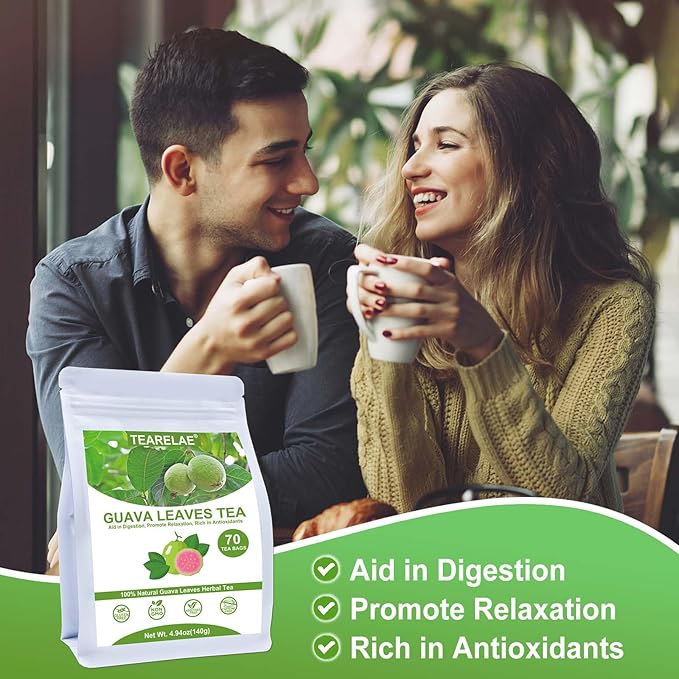 TEARELAE - Guava Leaves Tea Bags - 70 Count - 100% Pure Natural Guava Leaves - Aid in Digestion, Promote Relaxation - Non-GMO - Caffeine-Free-StrideForce Fitness