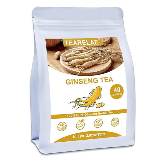 TEARELAE - Ginseng Tea, 40 Count - Pure Ginseng Root Tea Bags - Smooth Flavor - Boost Energy and Focus - Non-GMO - Caffeine-Free-StrideForce Fitness